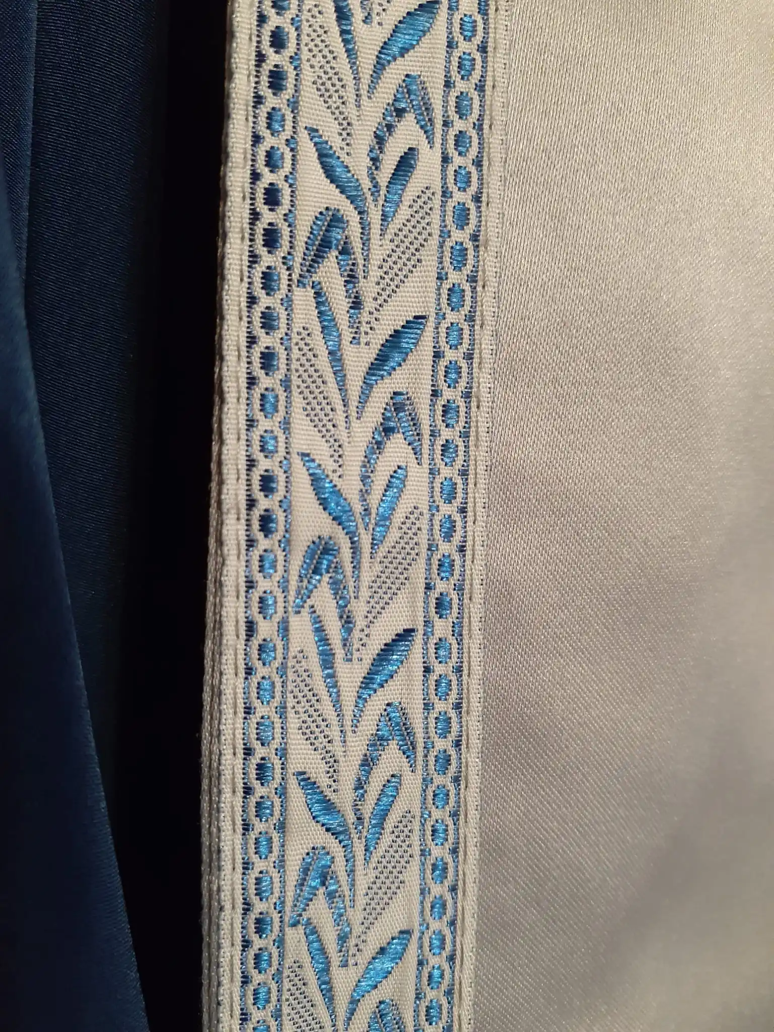2.5cm 25mm 1' Beautiful Blue Grass Filigree Light Gray Background Costume Lace Beding Laciness National Jacquard Ribbon Webbing