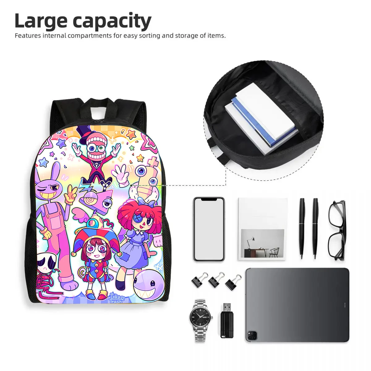 The 3 pcs Set Amazing Digital Circus School Bag for Boys Girls Cartoon Children Backpack Anime Kawaii School Bag Best Gift