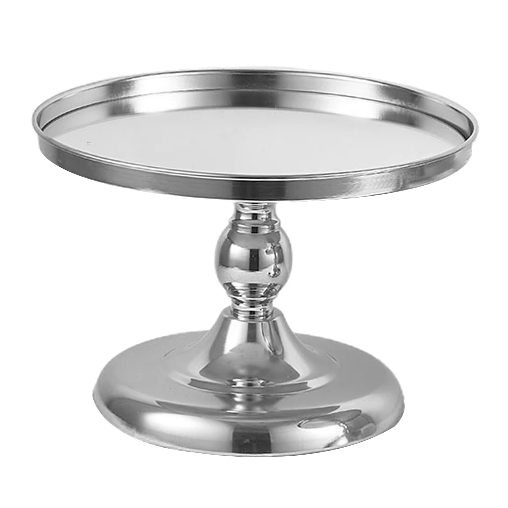 Cake Stand Metal Round Cupcake Holder Decoration Dessert Fruit Display Rack for Party, M, Silver