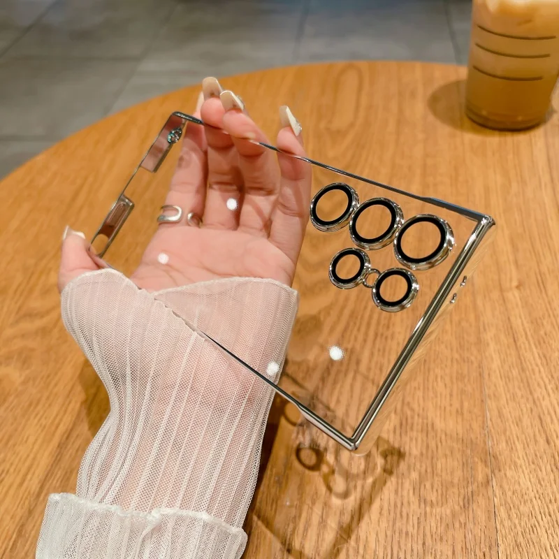 Luxury Slim Transparent Plating Frameless Phone Case with Camera Lens Protection