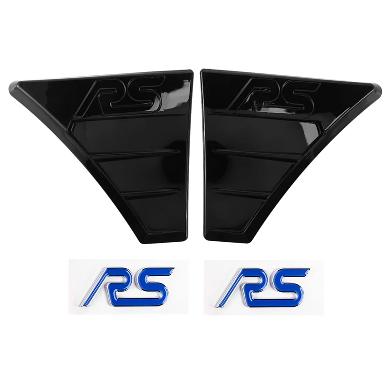 2 Pezzi-Rs Style Bright Black Side Wing Fender Air Flow Grill Vent Trim Per Ford Focus Mk2 Style Car