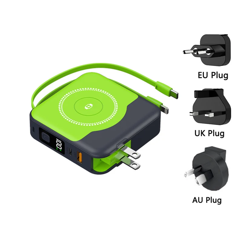 10000mAh Magsafe Power Bank With Cable Wall Charger Magnetic Wireless 22.5W Fast Charger For IPhone 16 IWatch Airpods Powerbank_voghion.com