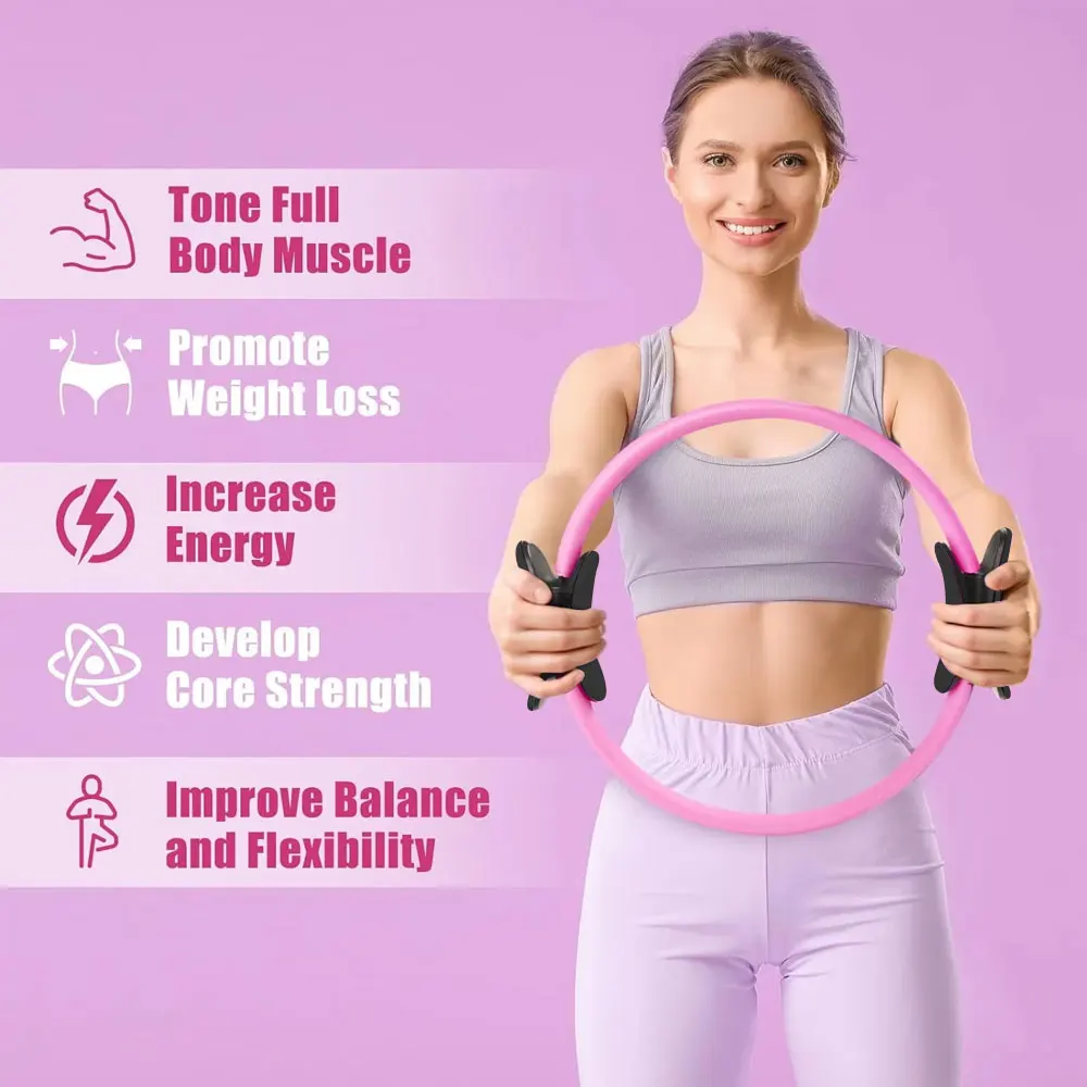 Pilates Fitness Ring for Focusing on Toning Inner Thighs, Arms, and Core，Toning, Fitness & Pelvic Floor Exercise-Yoga Rings