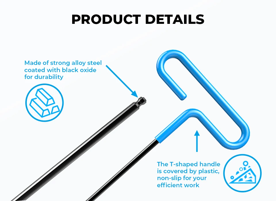 Camera T-Handle Hand Tools Ball-Point Hex Wrench Screw Tools (4mm&3/16") Ball-En