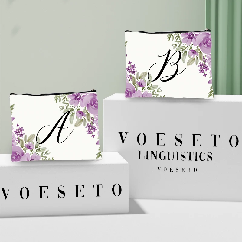 

Stylish Floral Initial Makeup Case Pretty Girl Pencil Case Multifunctional Makeup Case Travel Toilet Cosmetic Perfume Storage