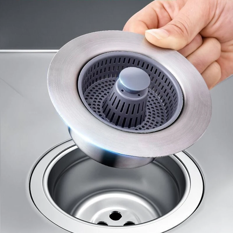 Houseeker 3 in 1 Pop Up Sink Filter ABS Kitchen Sink Strainer Drain Basket Stopping Blockage Bouncing Core Leak-proof Plug Cover 4