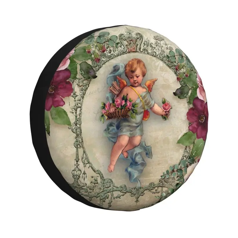 

Vintage Rose Victorian Angel Spare Wheel Cover for Mitsubishi Pajero 4WD Trailer Custom Tire Protector 14" 15" 16" 17" Inch