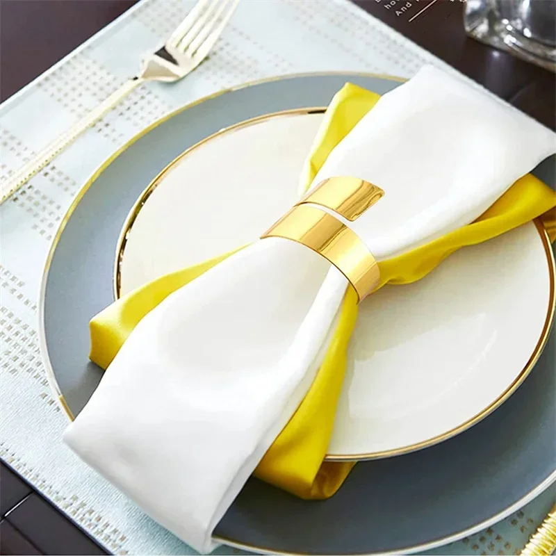 Set 12 Portatovaglioli Rotondi In Lega Di Alluminio Color Oro - Anelli Per Tovaglioli Di Stoffa, Decorazione Tavola Elegante