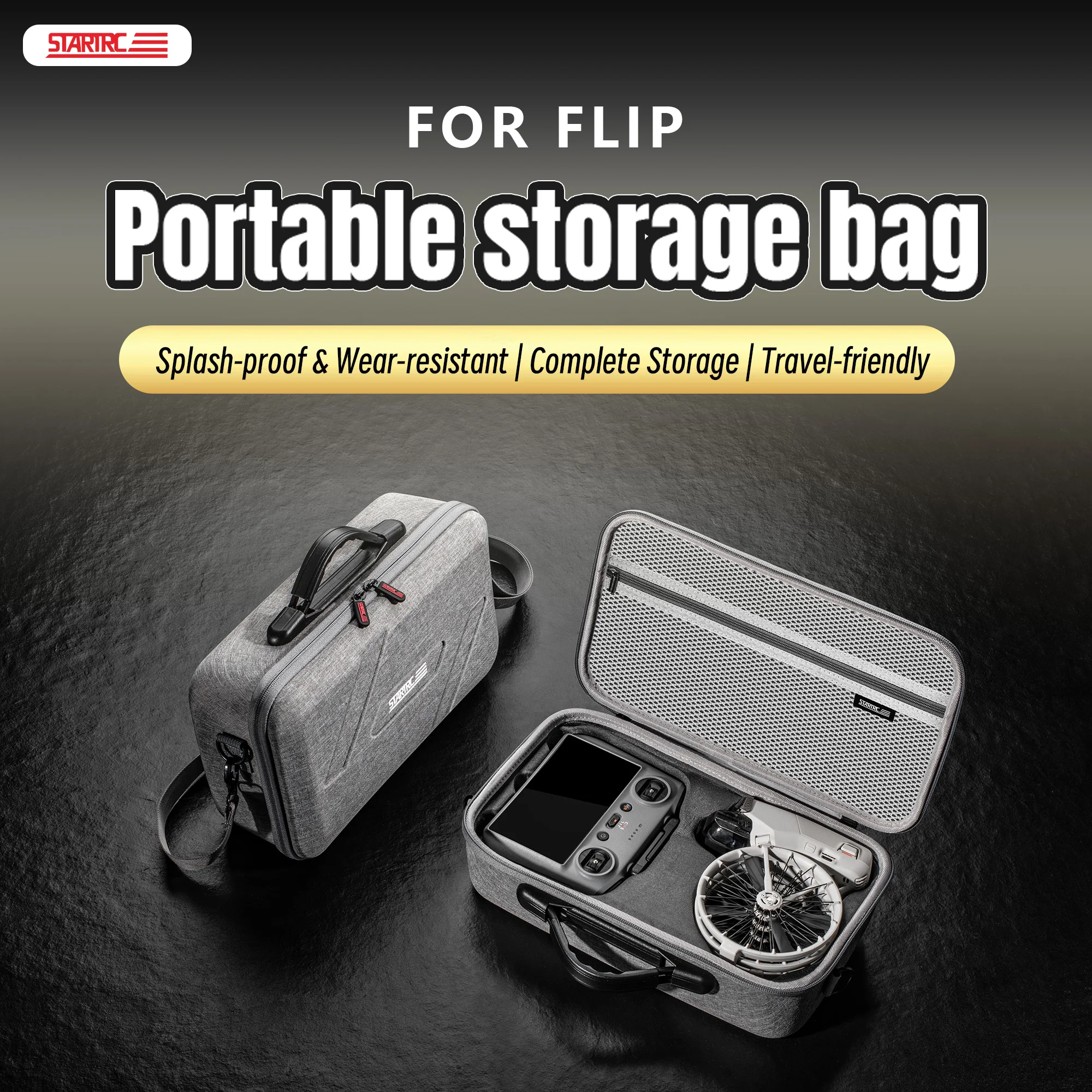 STARTRC PHOTO Flip Drone Bag For Dji Flip Fly More Combo, PU Leather Portable Shoulder Bag Can Organize RC2/RC-N3 Remote
