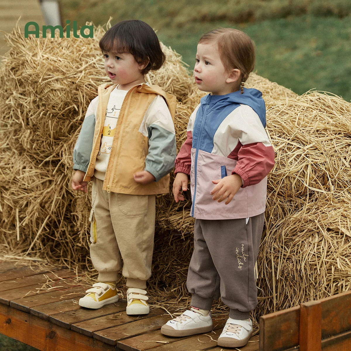 Amila Baby Jacket Spring Patchwork Casual Hooded Outwear Infant Toddler Girls Boys Children Clothes baby jacket