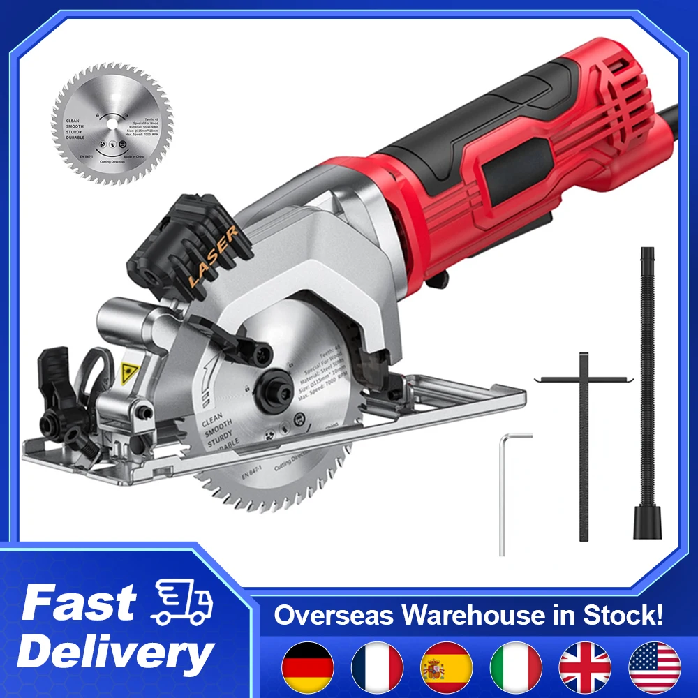 

120V 580W 115MM Mini Circular Saw 24 and 48 TCT Blade Laser Guide for Wood PVC Pipe Cutting