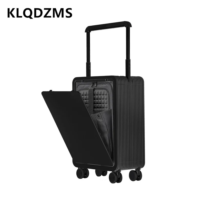 

KLQDZMS Luggage with Wheels Front Opening Laptop Boarding Case 20 Inch PC Trolley Case Travel Essentials Carry-on Suitcase