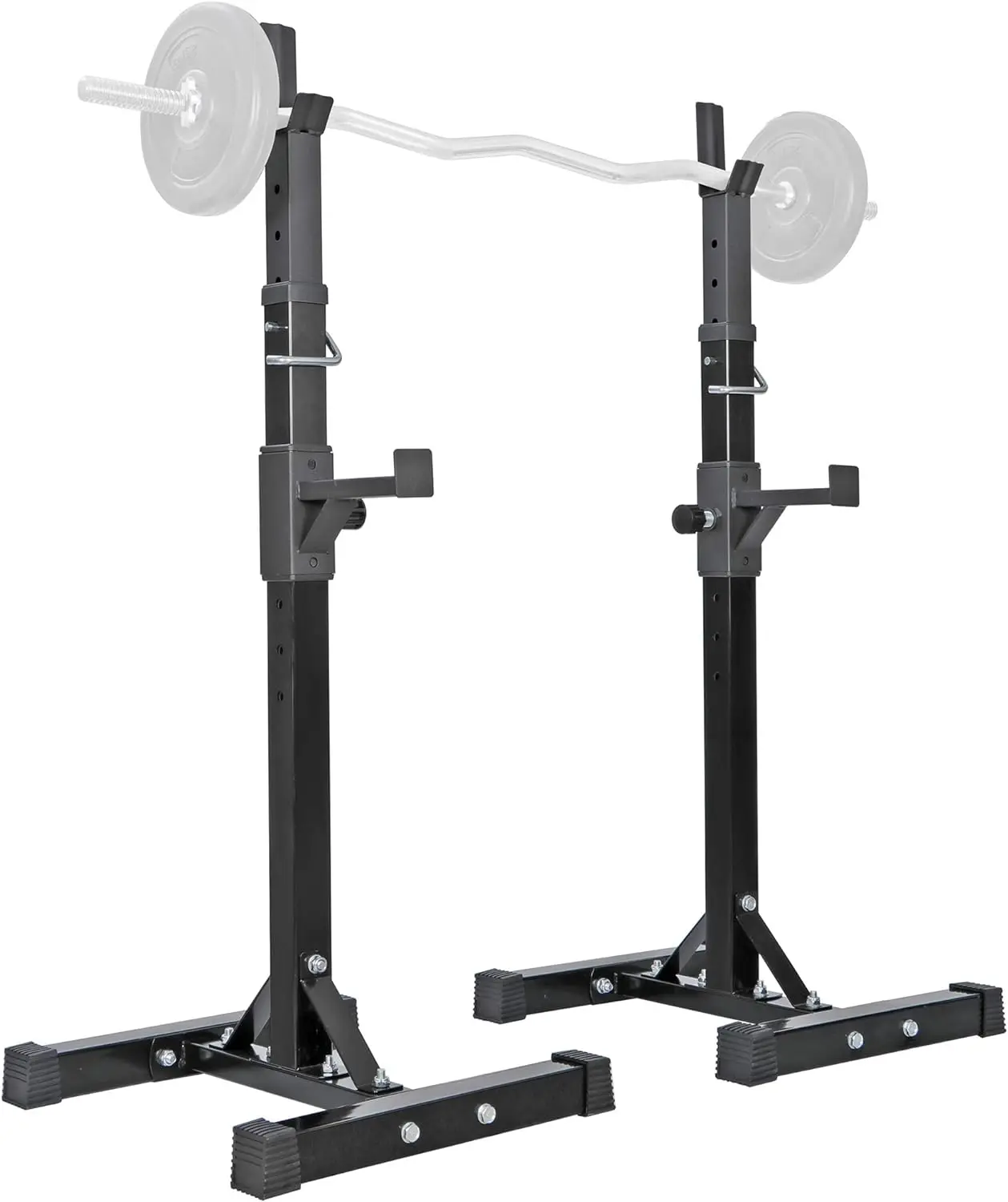 

Pair of Adjustable Height 40"-66" Portable Dumbbell Racks Sturdy Steel Squat Rack Barbell Free Bench Press Stands Home G