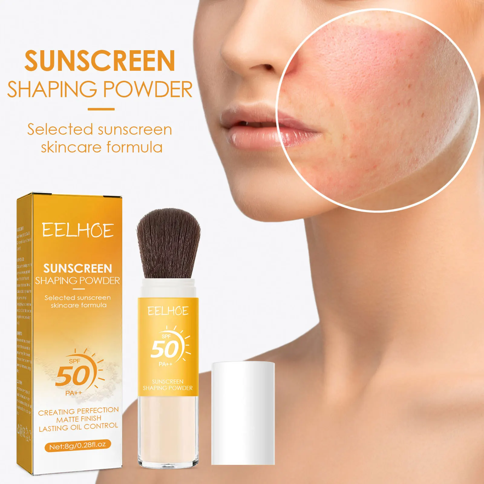 Sunscreen Loose Powder Waterproof Brighten Invisible Pores Long Lasting Oil-control SPF50 Matte Makeup Face Styling Powder 8g