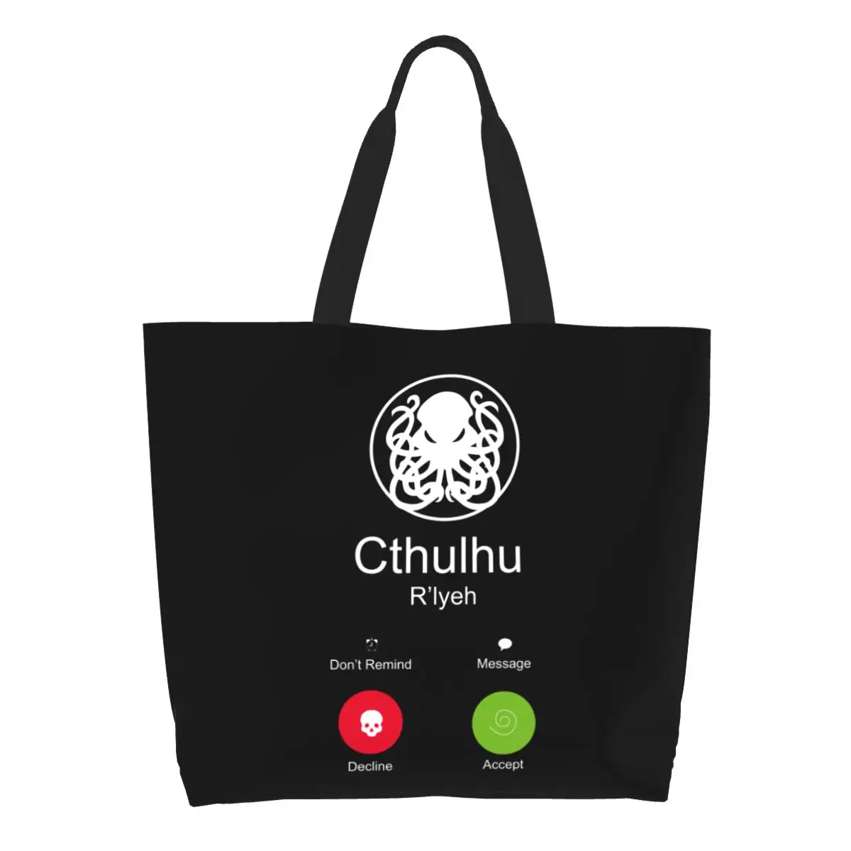 

The Call Of Cthulhu Groceries Shopping Tote Bag Women Fashion R'lyeh Octopus Canvas Shoulder Shopper Bag Large Capacity Handbags