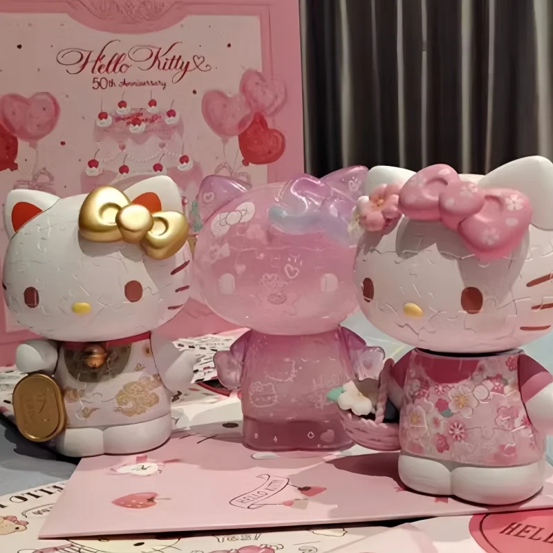 

3d-jp Sanrio Hello Kitty Series 3d Puzzle Toys 50th Anniversary Sakura Hellokitty Jigsaw Toys Anime Action Figure Gift Toy