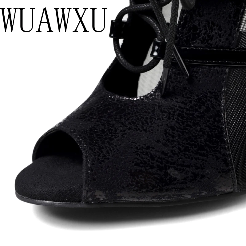 NATASHA Dance Shoes Party Dance Shoes Show Shoes Sexy Women's High Heels Black 8.5cm Rubber Sole