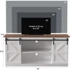 TV Stand for 65 Inch TV, Entertainment Center with Storage Cabinets and Sliding Barn Doors, Mid Century Modern Media TV Table 3
