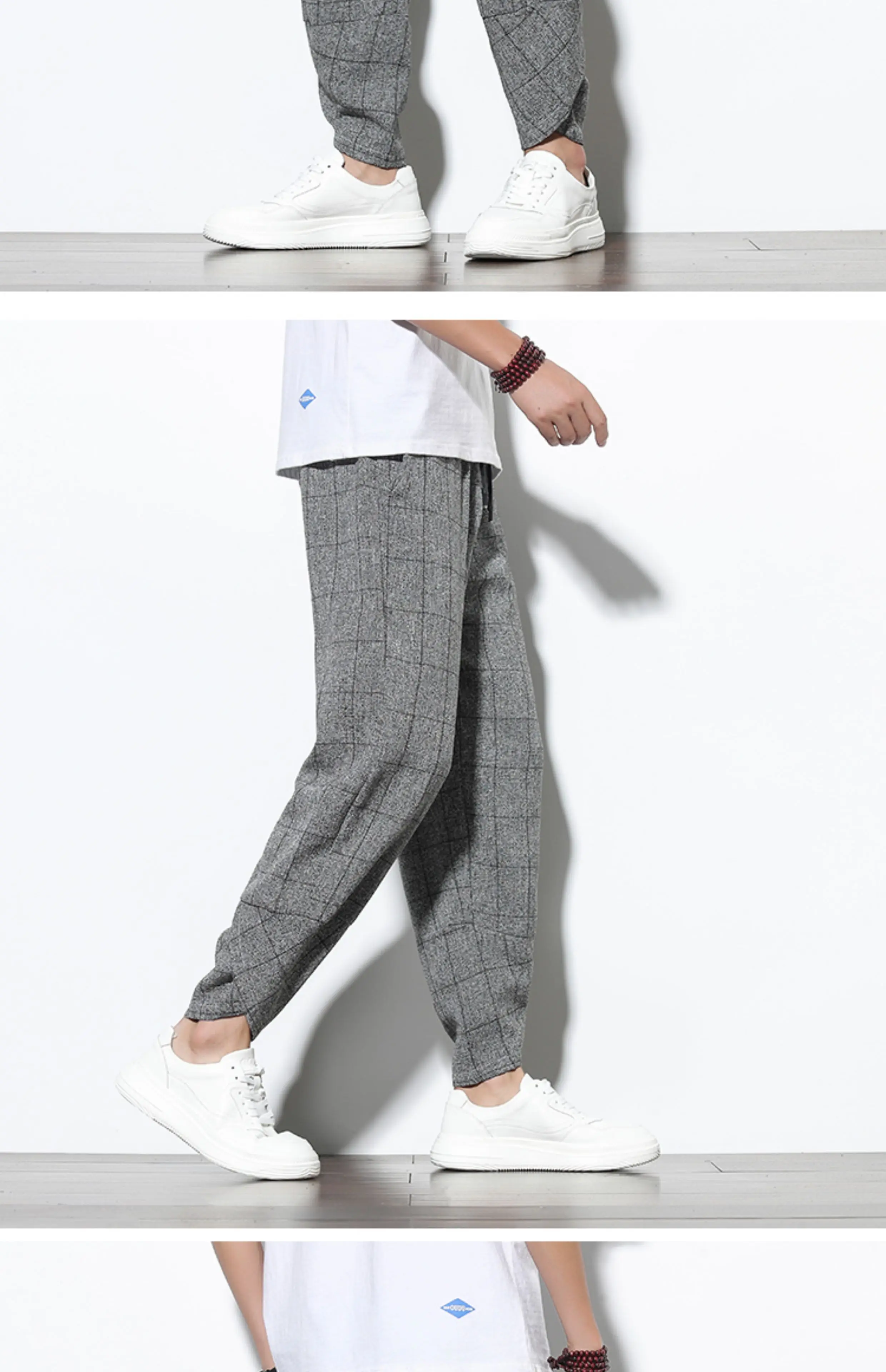 Pants Men jogginhose herren gym Hosen Herren Frühling und Sommer trend ige lose Harlan Hosen chinesischen Stil Retro Plaid Freizeit hose – Detail 8