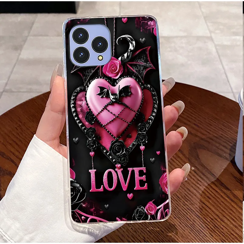 Cute Love Rabbit Transparent Silicone Phone Case - Soft TPU Bumper Shell