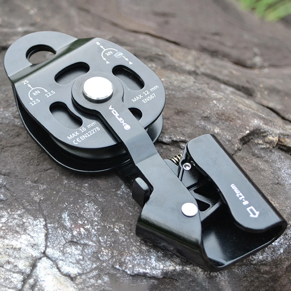 25KN Professional Climbing Pulley Aluminum Alloy Heavy Duty Rock Pulley for Rock Climb High Altitude Heavy Transport
