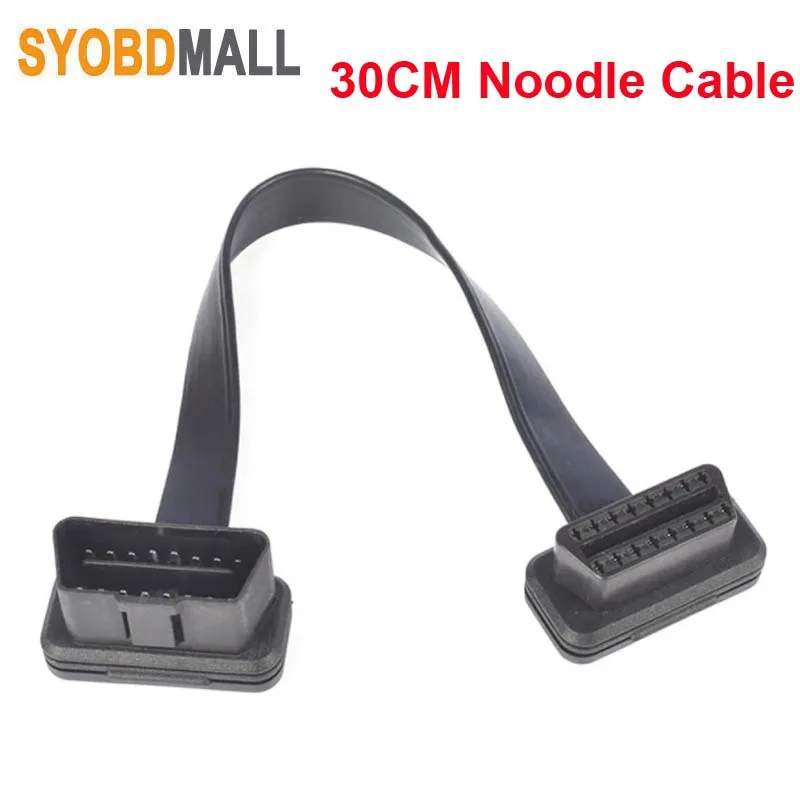 30Cm As Noodle Cable Obd2 Cavo Di Prolunga Obd2 16Pin Maschio A 16Pin Femmina Obd Ii Connettore Per Strumento Diagnostico Obd2 Cavo Elm327