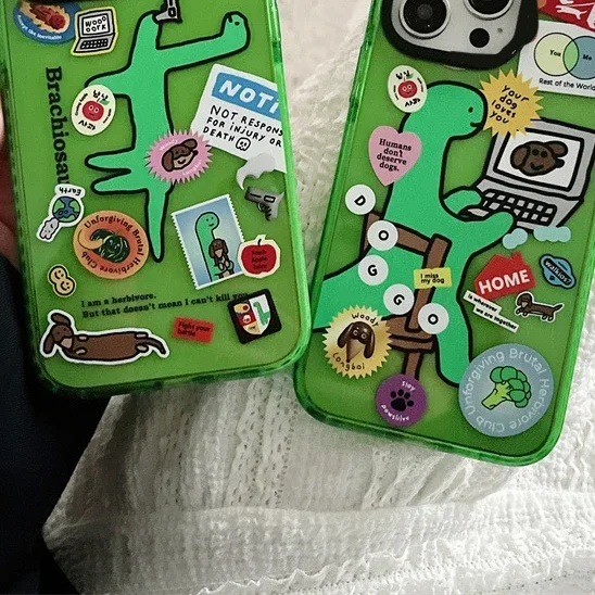 

Cartoon Dinosaur Glitter Acrylic Phone Case Cover for IPhone 14 13 12 11 15 Pro Max Case for IPhone 15 Pro Max