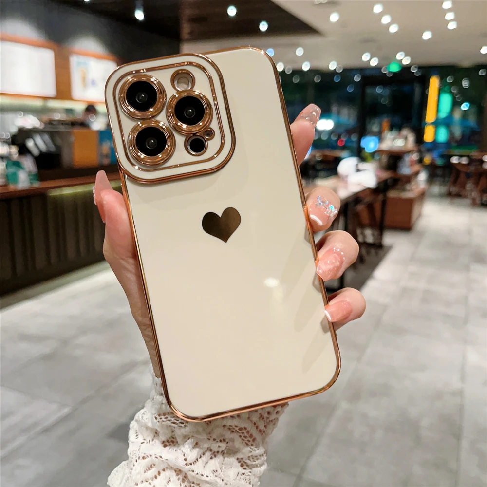 For 15 Pro Max Square Plating Nice Frame Soft Phone Case iPhone 14 13 12 11 X Xs Xr 7 8 Plus Lens Protective_voghion.com