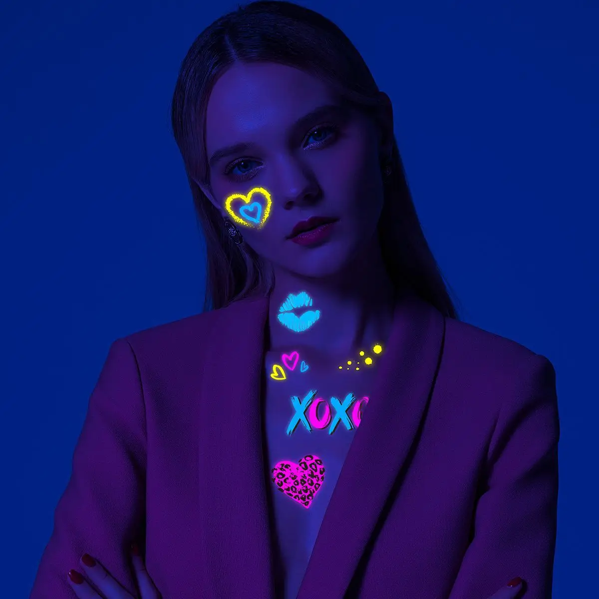 Birthday Party Decorations Glow Party Tattoo Stickers Fluorescent Halloween Face Body Sticker Neon