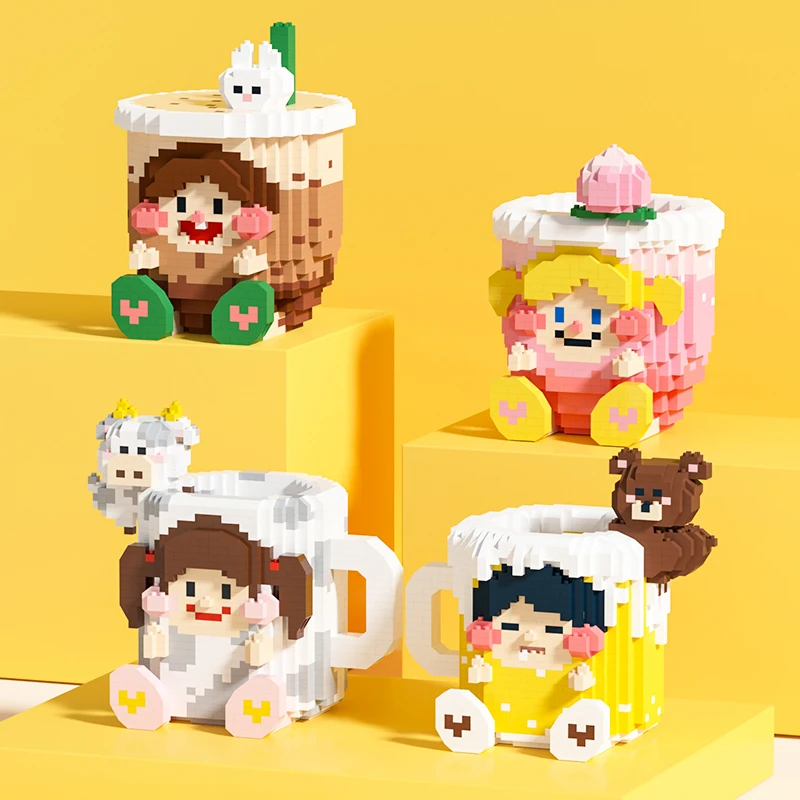 

Micro Particle Cute Happy Couple Cup Blocks Fighting Ground Diamond Building Block Toys Happy Selling Cup for Children Gifts