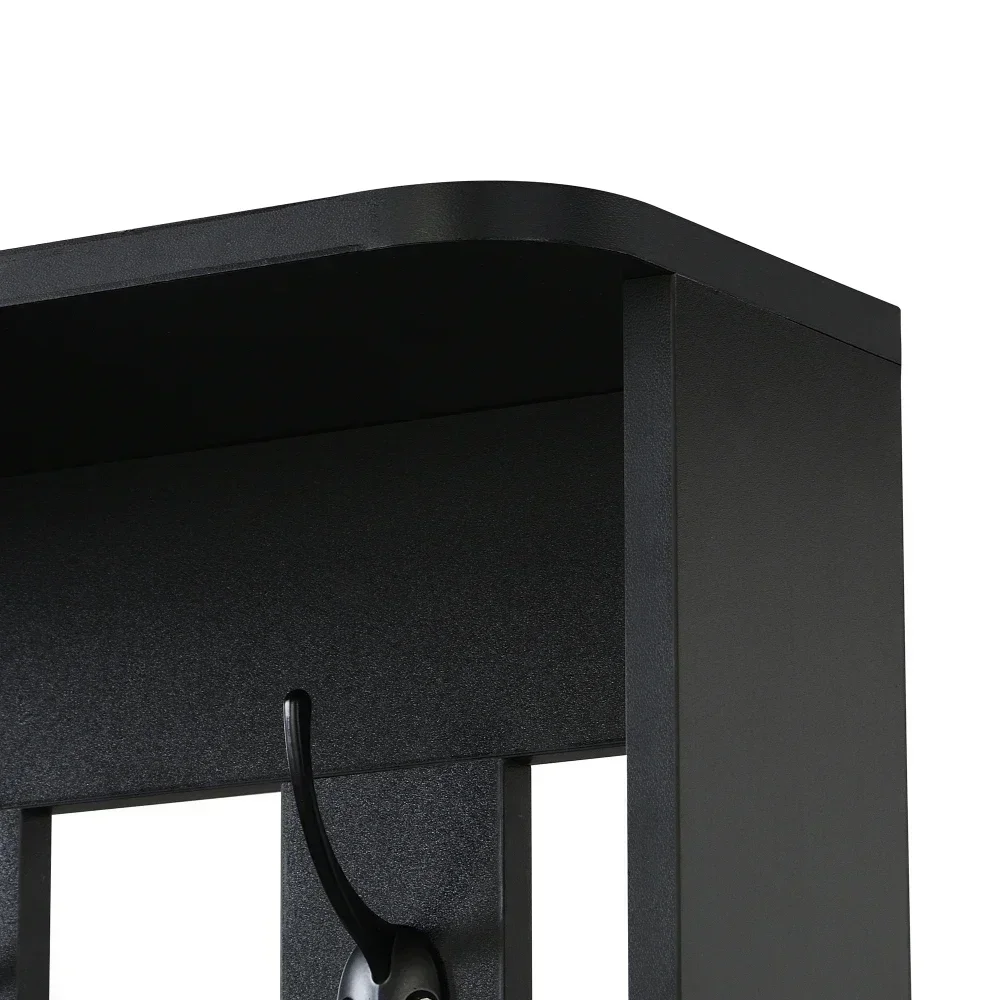 Kleidungsset mit Bank, multifunktionale Aufbewahrungsbank, offener Stauraum, 6 goldene Haken und Füße, geeignet für Flur, Wohnzimmer, Schwarz – Detail 35