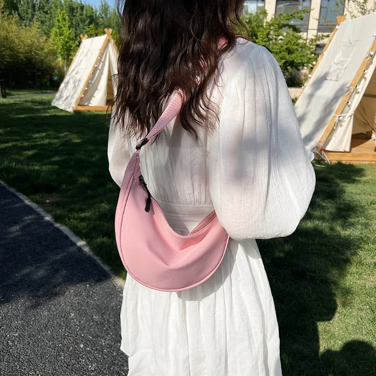 2024 Solid Color Chest Bag For Women Large Capacity Travel Crossbody Female Half Moon Belt Bag Ladies Daily Street Fanny Packs