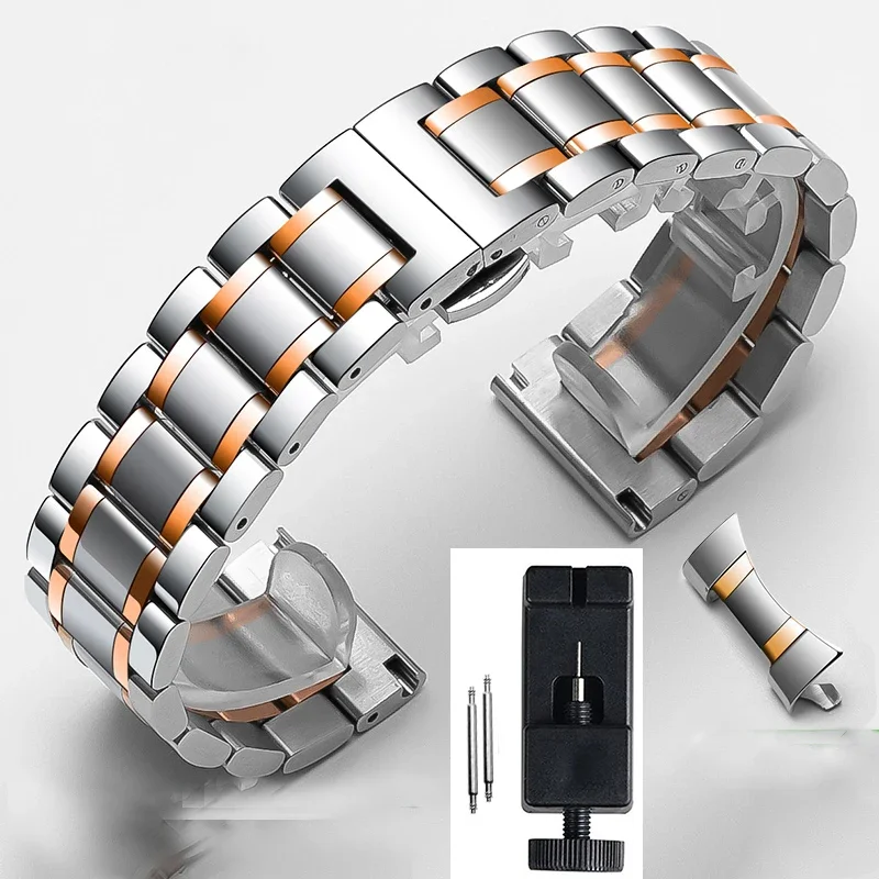 Premium Stainless Steel Watch Band Bracelet - Master Crescent Series (12mm to 24mm)