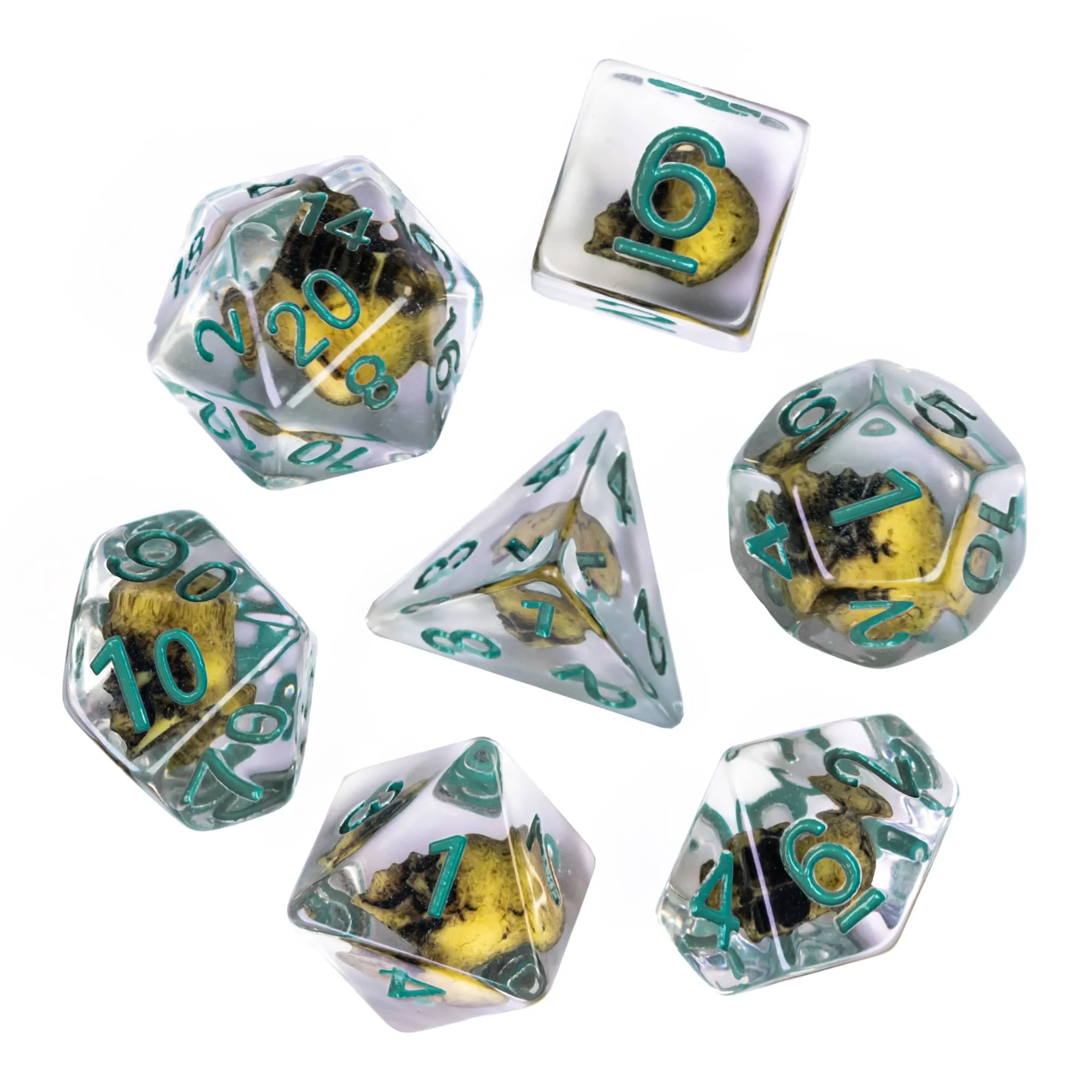 Cusdie 7-Piece Skull Transparent Polyhedral Dice Set