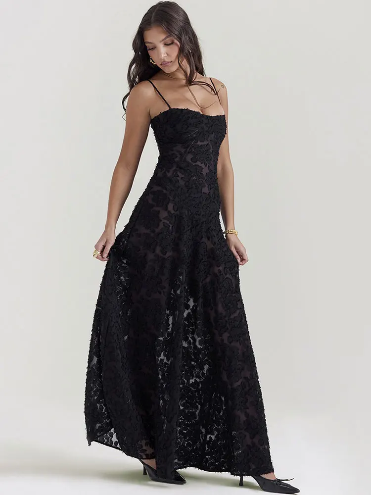 bcbgmaxazria スパゲッティストラップ黒ロングドレス背中開き Gacvga-スパゲッティストラップ付きのエレガントな背中の開いた