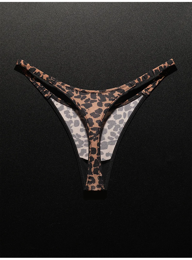 Frauen Höschen Sexy G String Tanga Eis Seide Nahtlose Unterwäsche Leopard T Zurück Mädchen Briefs Leopard Unterhose Plus Größe S-XL – Detail 31