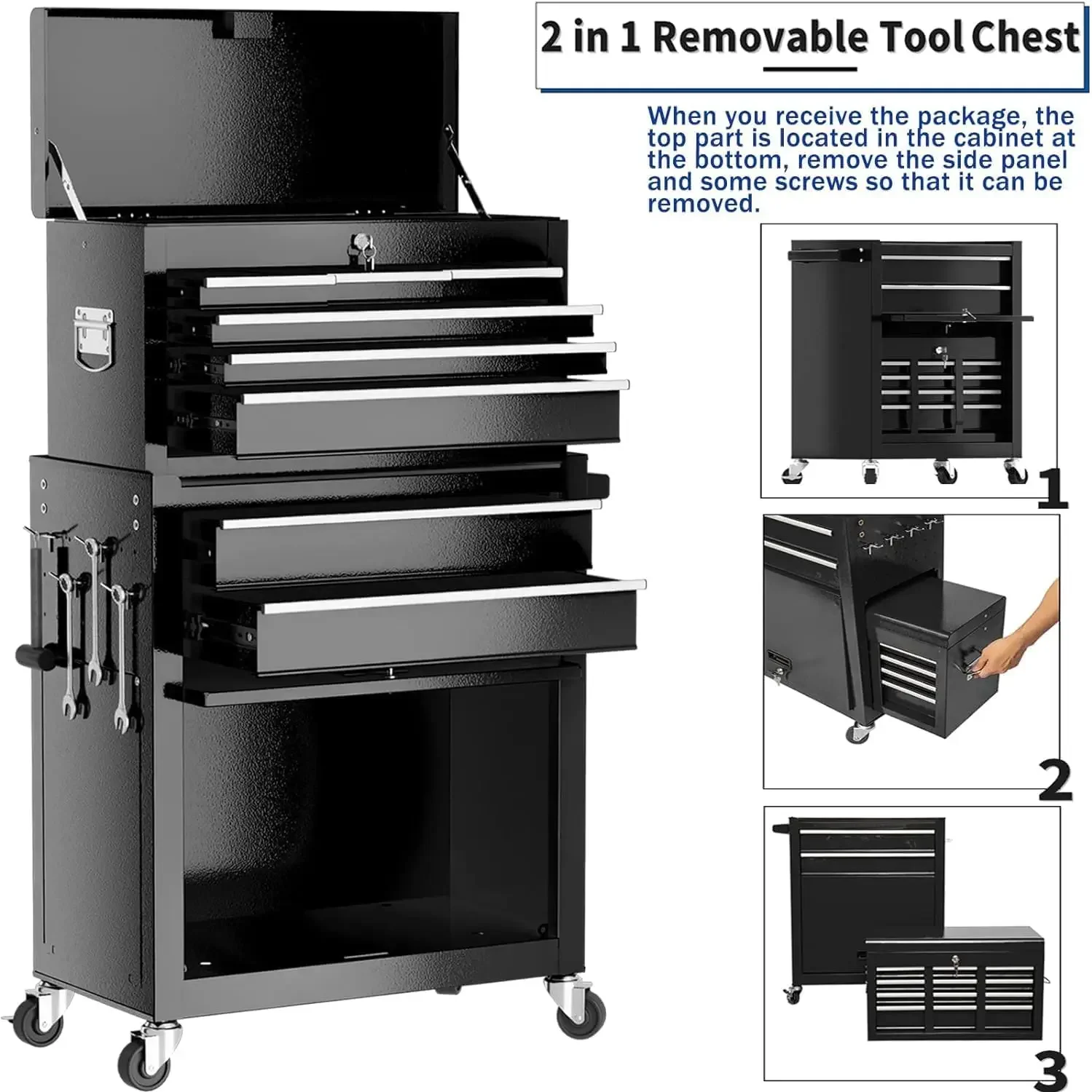 High Capacity Rolling Tool Box with Wheels,Rolling Tool Chest with Drawer,Tool Box on 4 Wheels with Lock, Tool Storage 4