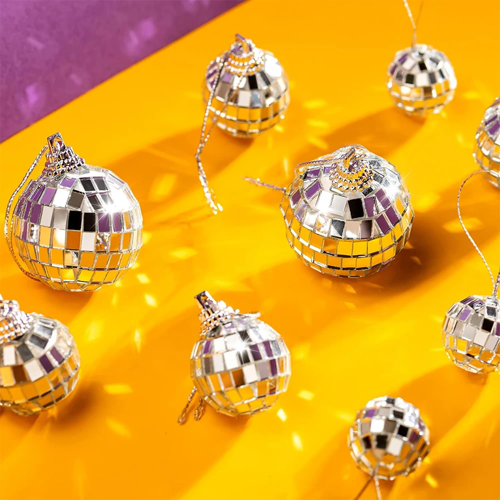 2-10cm Mirror Disco Ball 70s 80s Party Decors Reflective Ball Hanging Ornaments for Christmas Birthday Party Wedding Decorations