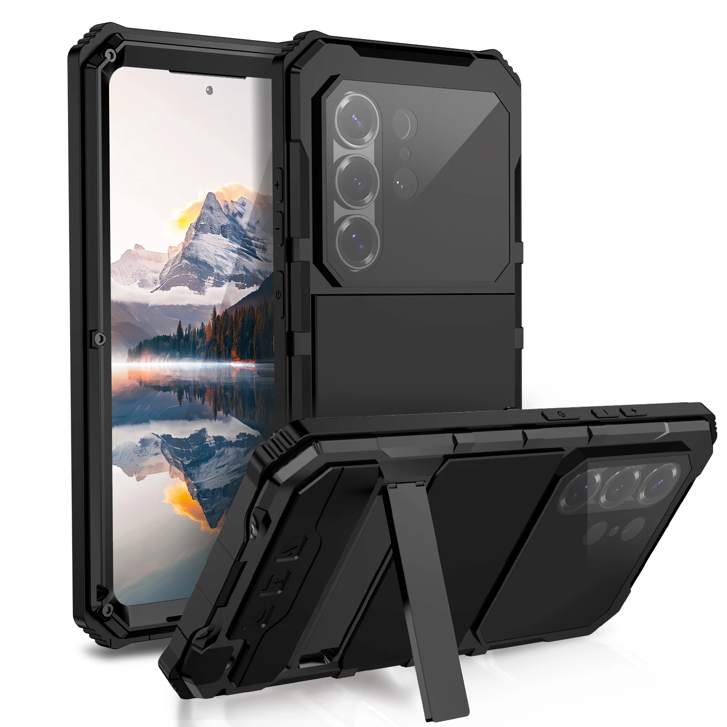 Heavy Duty Aluminum Metal Samsung S26 S25 S24 S23 S22 Ultra Full Body Dustproof Screen Protect Stand