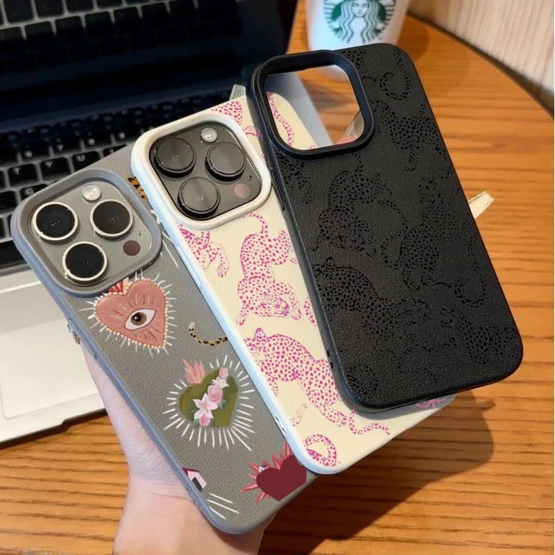Leopard Print PU Leather Phone Case