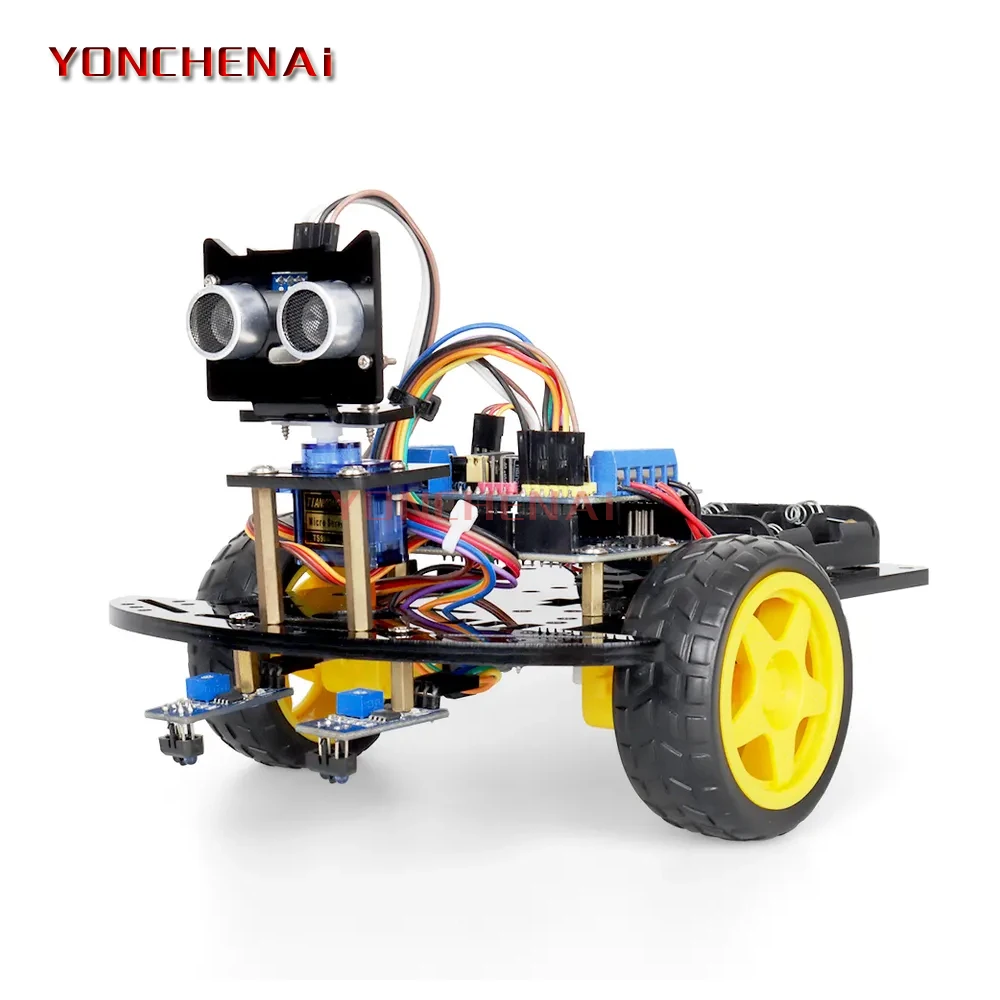 цена Factory 2WD Robot Kit C/C++ Programming Project DIY Obstacle Avoidance Line Tracking Smart Robot Car Kit Robotics Starter Kit