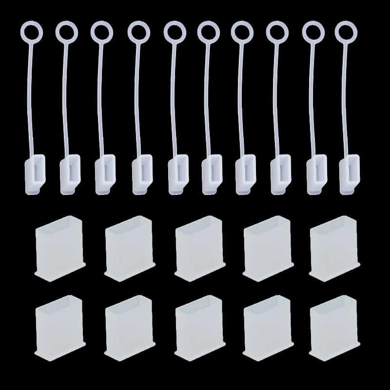 Silicone Dust Plug Cover with Rope for USB Drive and Charging Cord Wrap - Transparent Protector