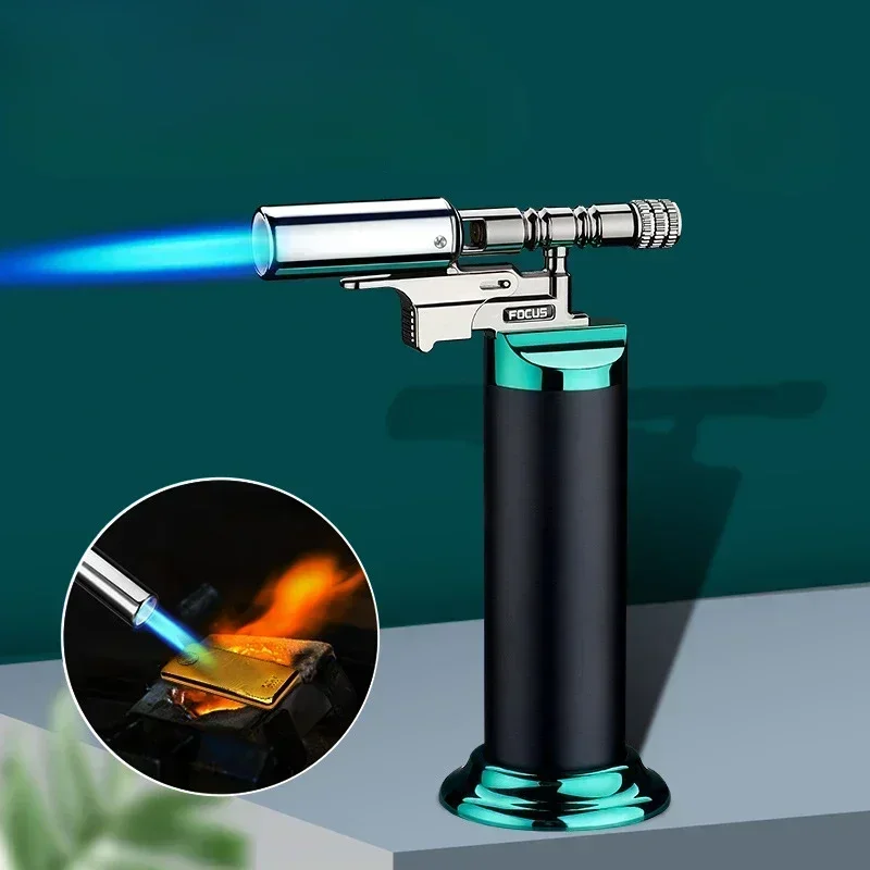 Gas Lighter Windproof Adjustable Butane Refillable Metal for Outdoor Camping Kitchen Welding Gun