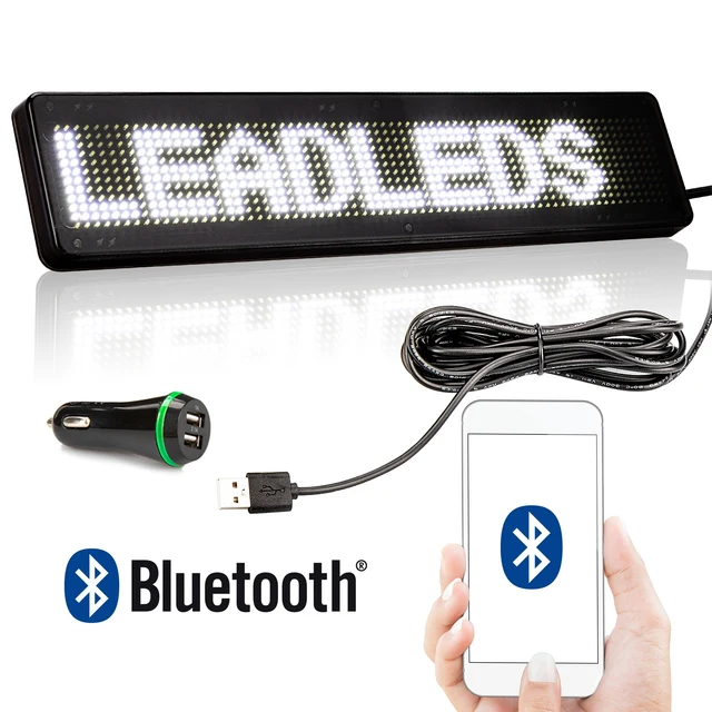 Leadleds Scrollendes LED-Schild, programmierbare Fahrlichter, DC12 V, für  Auto, Motorrad, Fahrrad, Blau - Englisch/EU-Sprache