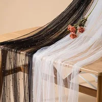 White Tulle Table Runner Pearl Tulle Tablecloth White Tablecloth Wedding Veil Fabrics for Wedding Arch Dessert Table Decorations 4