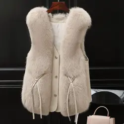 Autumn Winter Faux Fur Vest 2023 Chic Women Fluffy Artificial Fur Coats and Jackets Luxury Outerwear Warm Thicken Waistcoat