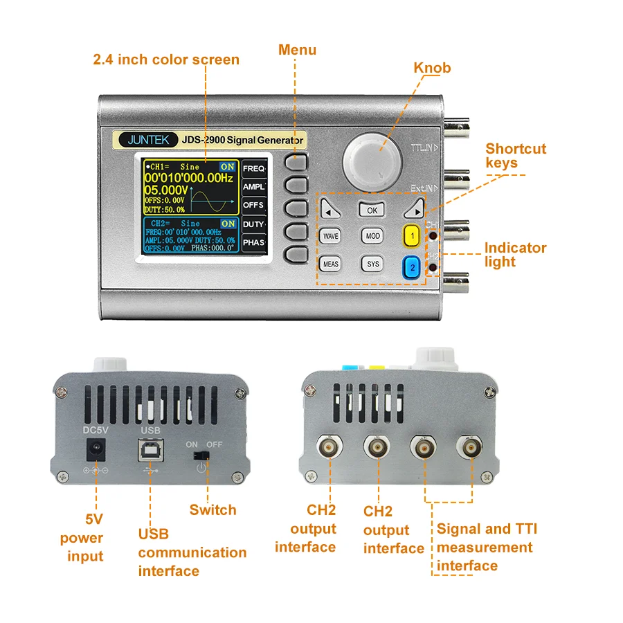 JDS2900 15/30/40/50/60MHZ Multiple Function Signal Generator Pulse Generator  Sweep  Counter Dual-Channel DDS Frequency Meter 4