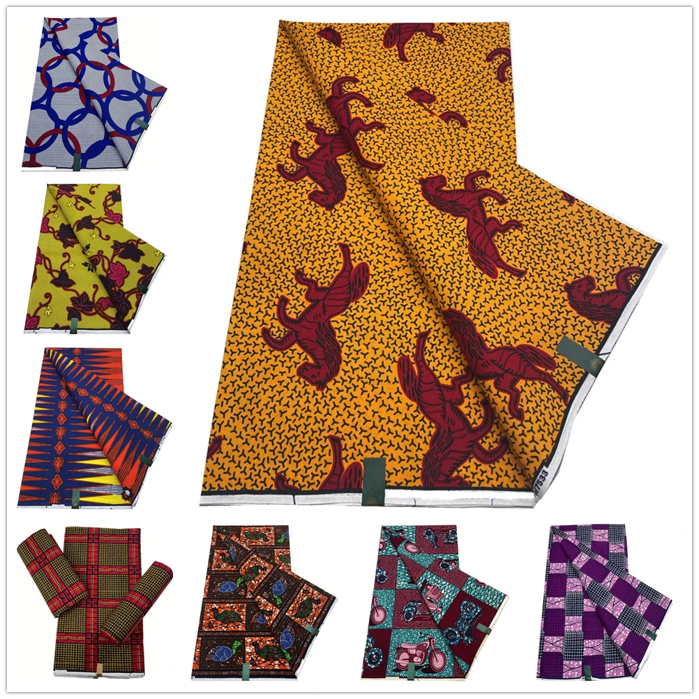 

African Wax Fabric 100% Cotton Material High Quality Wax Prints For Women Dress 5 Yards