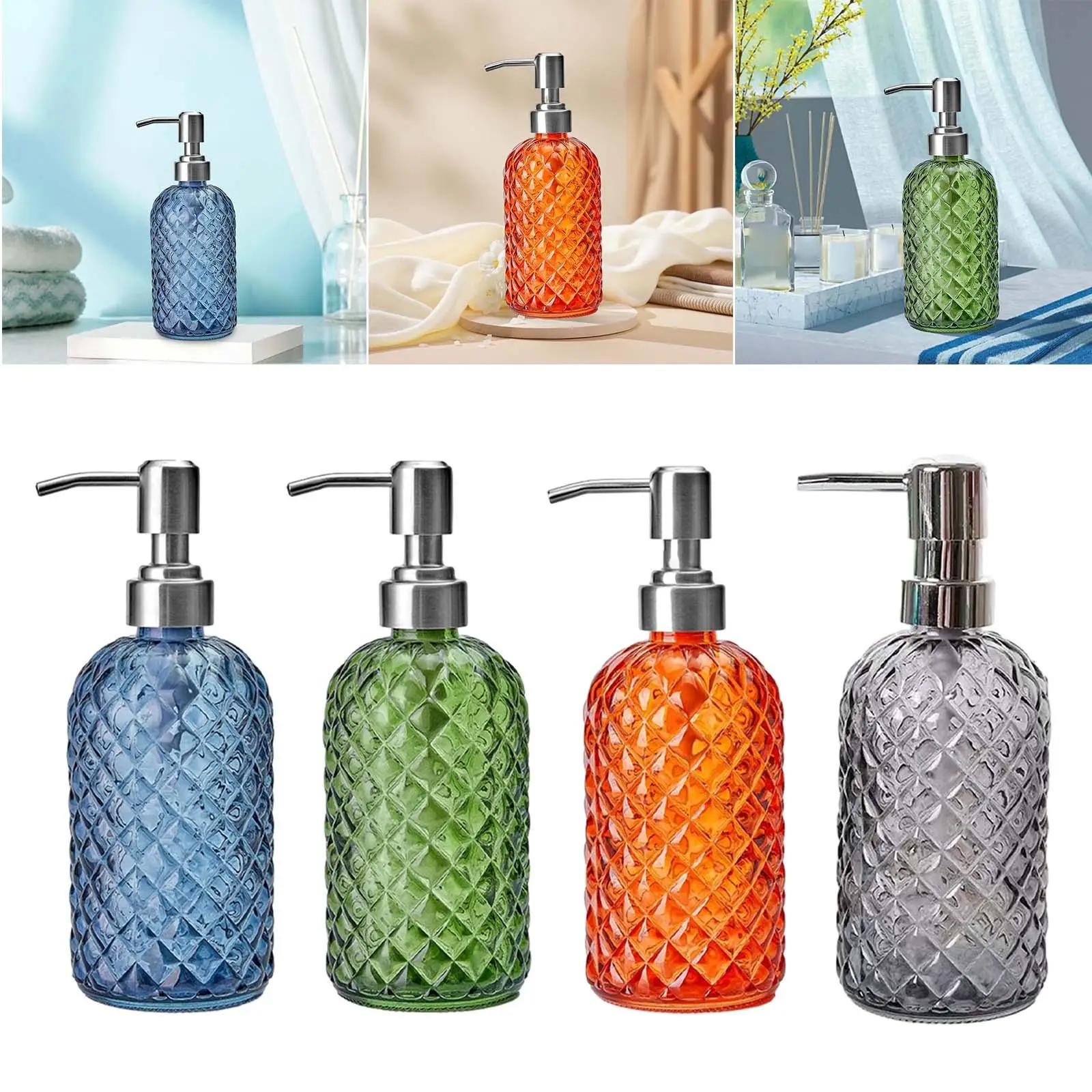 Glass Soap Dispenser 350ml/12 oz Salon Dispenser Sturdy Refillable Lotion