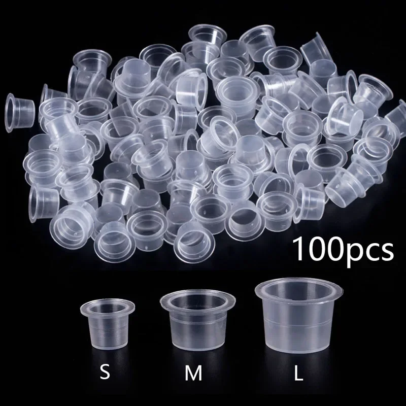 

Mixed Size 300PCS Plastic Disposable Microblading Tattoo Ink Cups Cap Permanent Makeup Pigment Clear Holder Containers Accessory